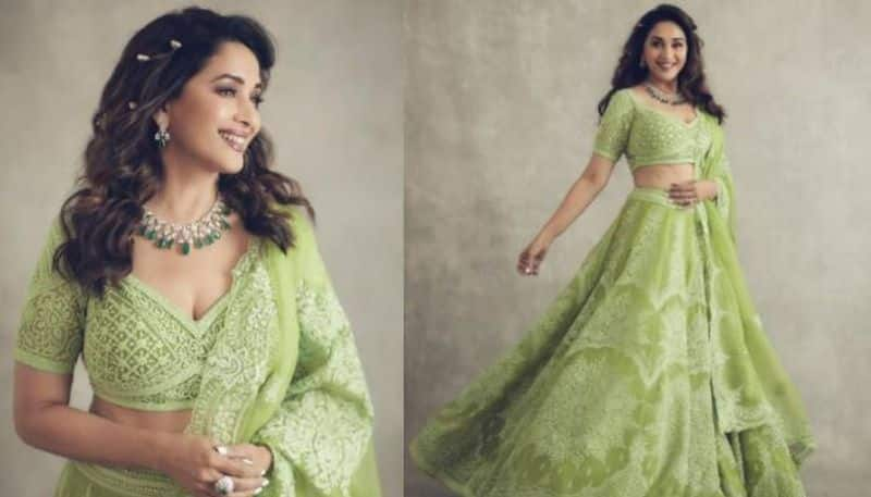 Madhuri Dixit in green lehenga