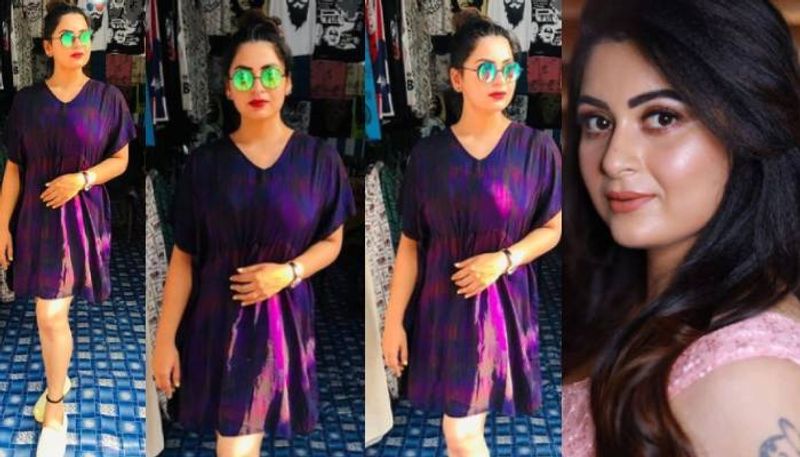 sruthi lakshmi in purple dress viral