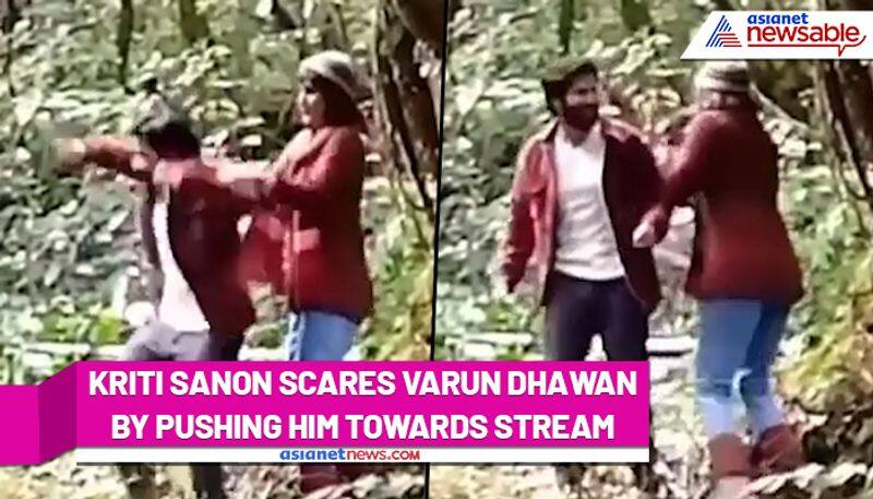 Kriti Sanon scares Varun Dhawan on sets of Bhediya's; Watch this hilarious video - ank