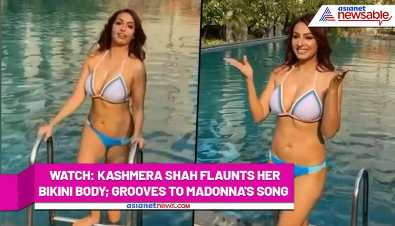 Kashmera Shah flaunts toned bikini body enjoying her pool time; Watch Video - gps