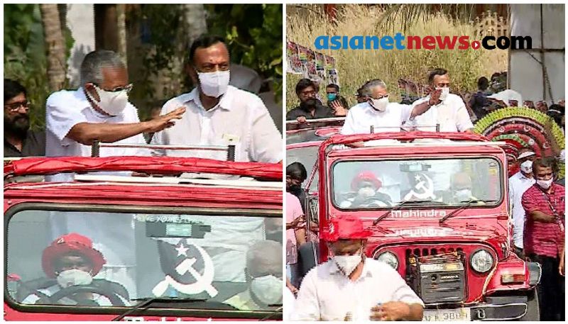 kerala assembly elections pinarayi vijayan road show at dharmadam stars to support