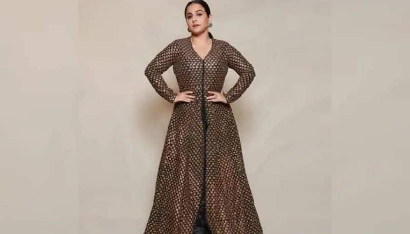 Vidya Balan in Rs 1.4 lakh black jacket maxi and lehenga set