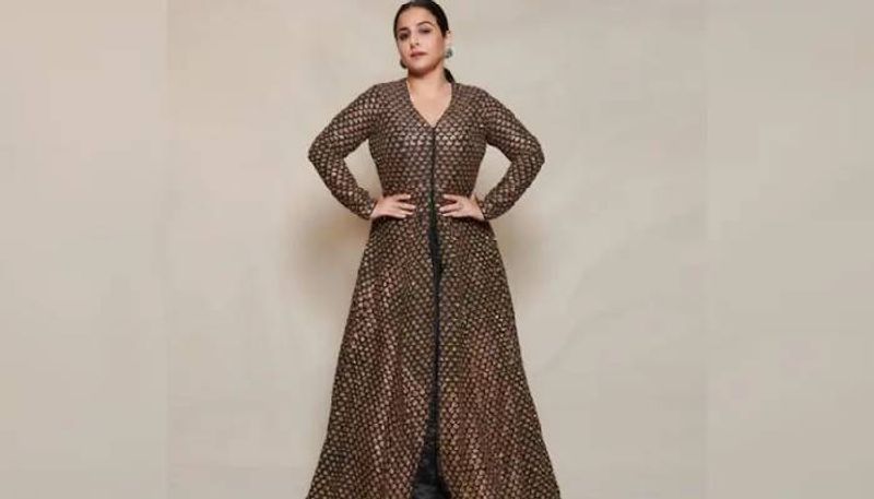 Vidya Balan in Rs 1.4 lakh black jacket maxi and lehenga set