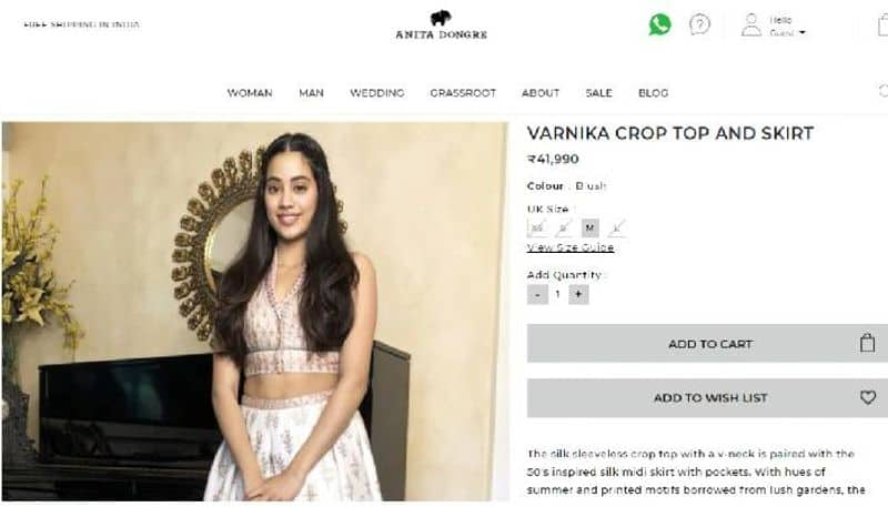 Janhvi Kapoor in printed crop top and skirt