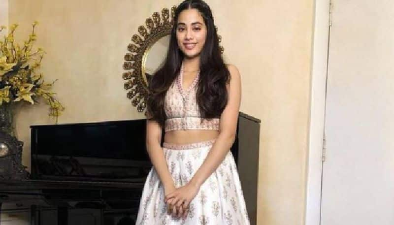 Janhvi Kapoor in printed crop top and skirt