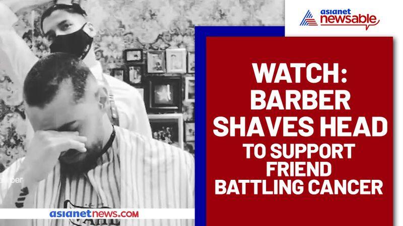 Barber Shaves Off Hair To Support Friend battling cancer; Watch the emotional video - gps