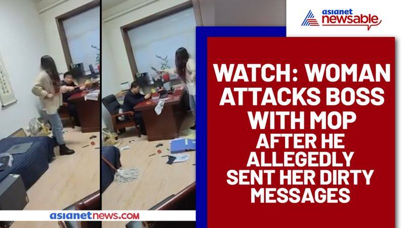 Woman beating her boss with mop goes viral (Watch) - gps