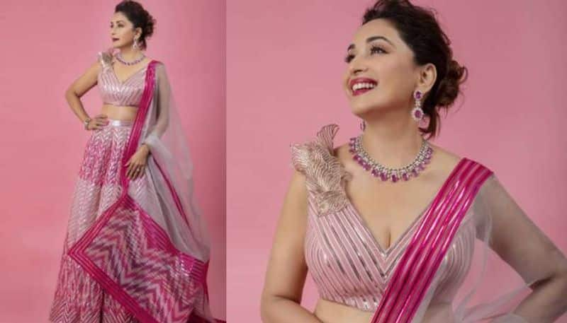 Madhuri Dixit in pink lehenga