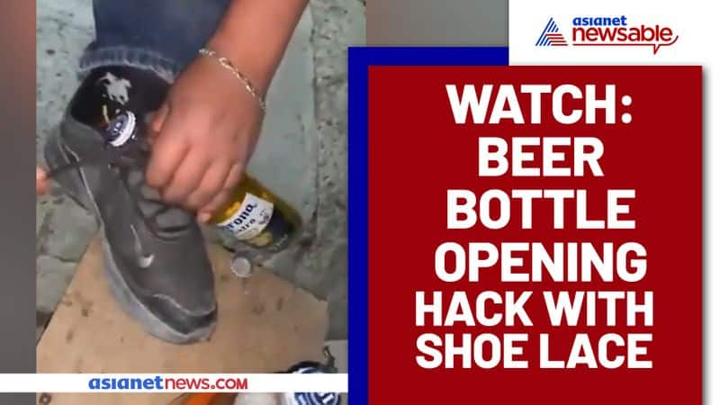 Can a beer bottle be opened by shoelace? Watch this man's viral video - gps