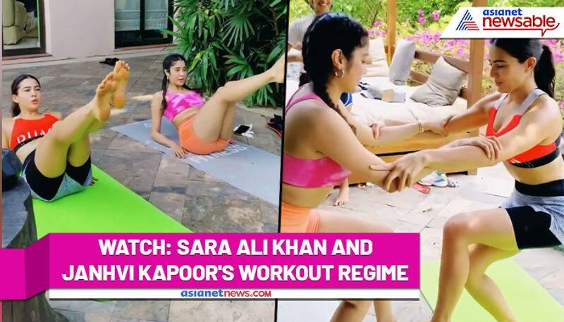 Sara Ali Khan and Janhvi Kapoor work out together to 'get the golden glow'; Watch Video - gps