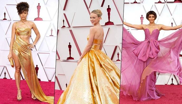 <p>The Oscars 2021 was not a grand event, all thanks to the ongoing COVID-19 pandemic. Though there were only a few attendees, but they made the event colourful. Here's let us look at some of the red carpet dresses. (Image: Instagram and Getty)</p>
