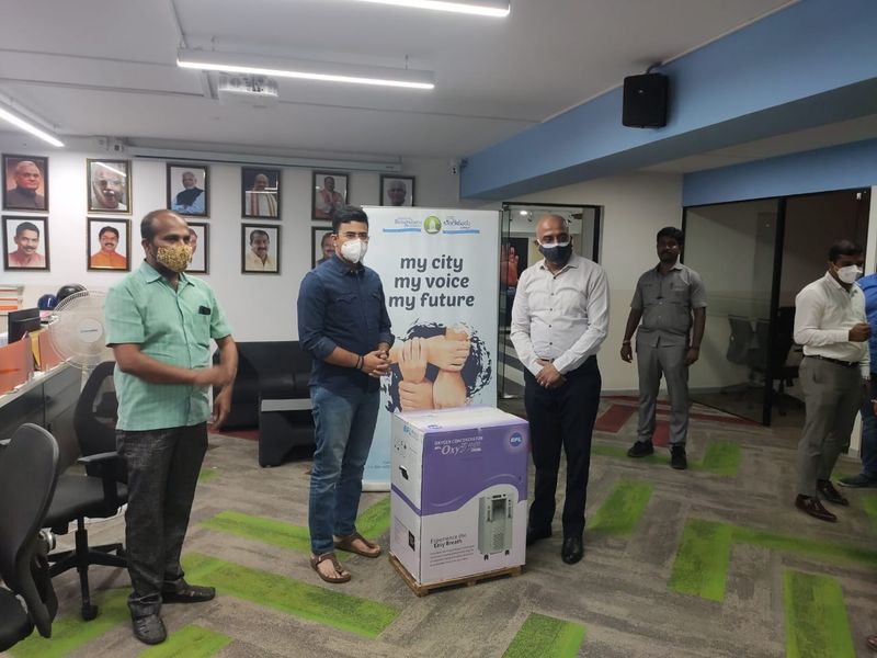 NBF Founder Trustee Rajeev Chandrasekhar donated 15 Oxygen concentrators to Covid affected patients ckm