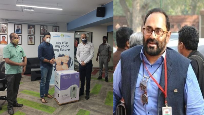 Rajeev Chandrasekhar donated 15 Oxygen concentrators to save the lives of Covid affected patients