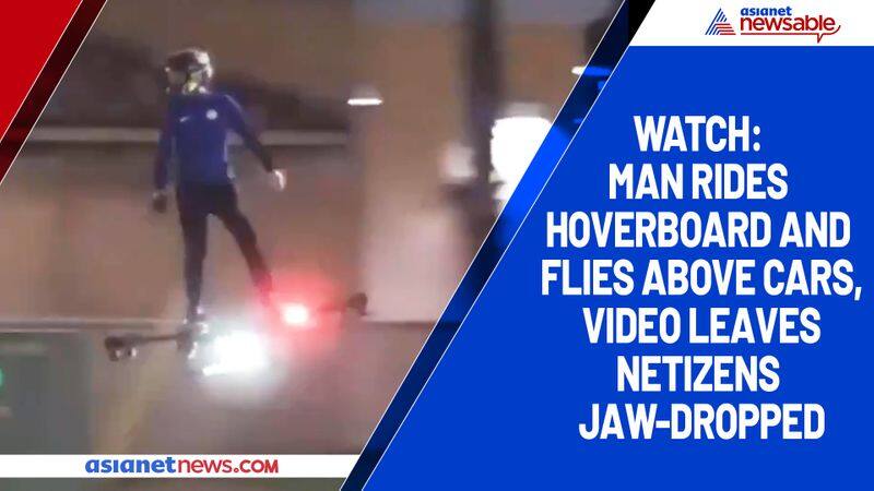 Watch Man rides hoverboard and flies above cars, video leaves netizens jaw-dropped-tgy