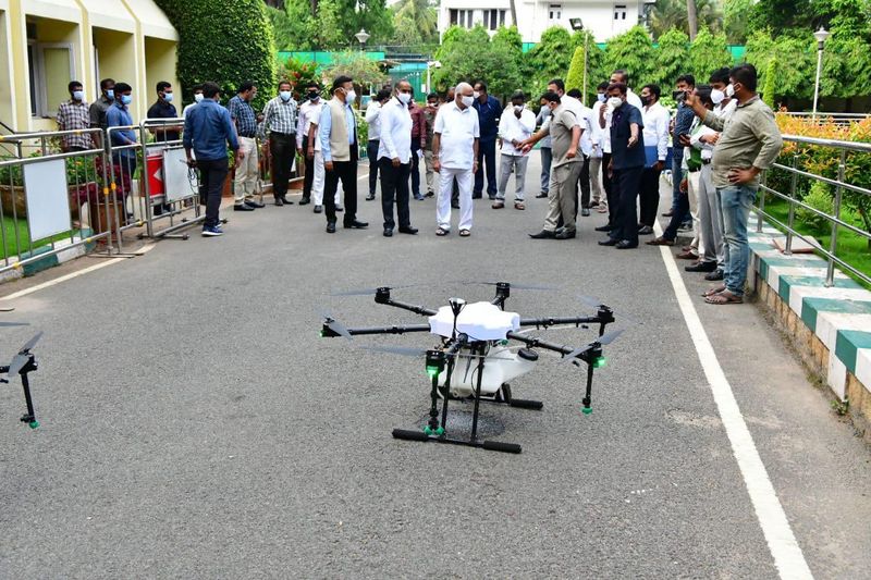 sanitizer spray In Bengaluru From drone Over Corona rbj