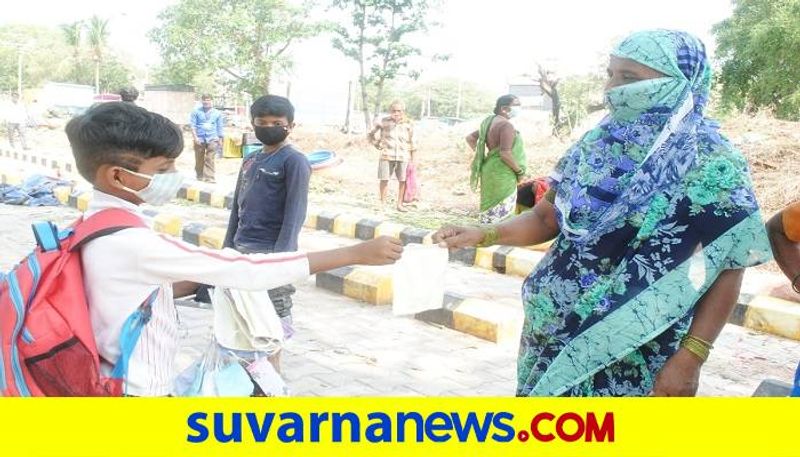 4th Standard Student Sell Mask in Gadag Due to Poverty grg