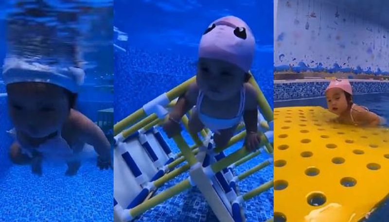 Kid swimming in a pool video viral