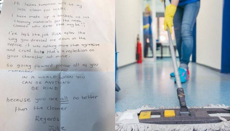 resignation note left by a cleaner for her boss has gone viral