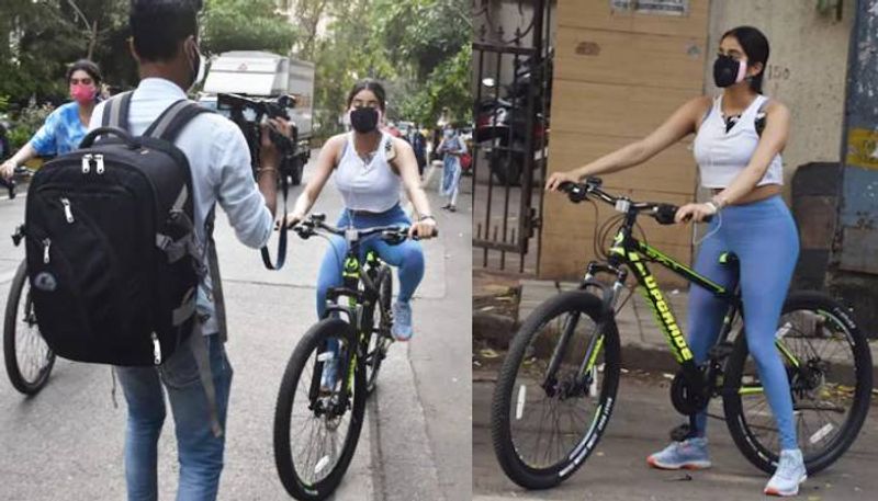 Janhvi And Khushi Kapoor Cycling In Mumbai