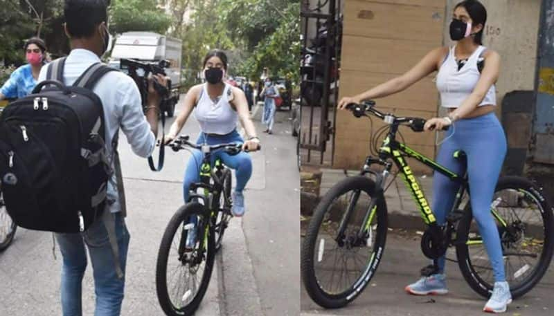 Janhvi And Khushi Kapoor Cycling In Mumbai Ask Paparazzi Make Way