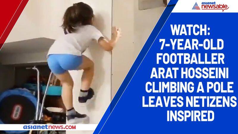 Watch 7-year-old footballer Arat Hosseini climbing a pole leaves netizens inspired-tgy