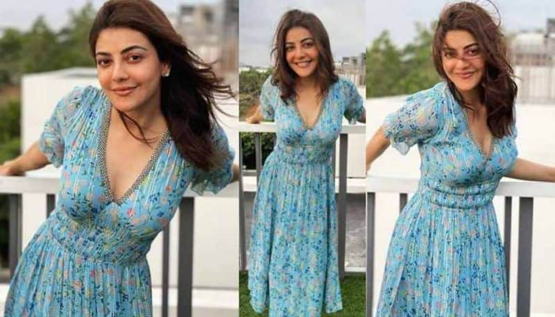 Kajal Aggarwal in floral blue dress pics viral