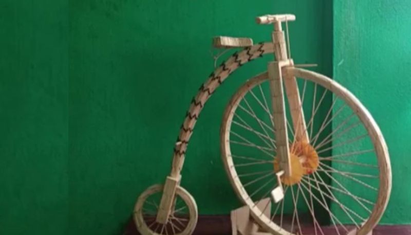 penny farthing bicycle model made by matchsticks