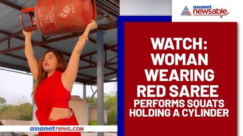 Saree-Clad Woman Performs Squats By Lifting Cylinder; Watch Video - gps