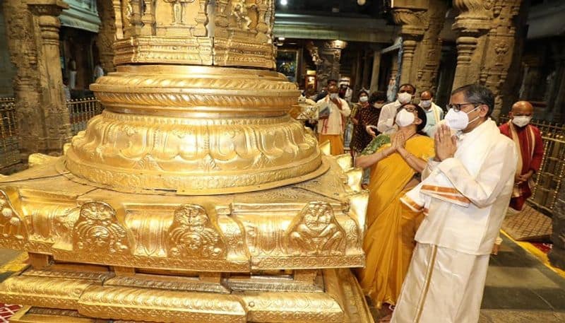 Chief justice NV Ramana takes part in 'Ekantha seva' at Tirumala - bsb