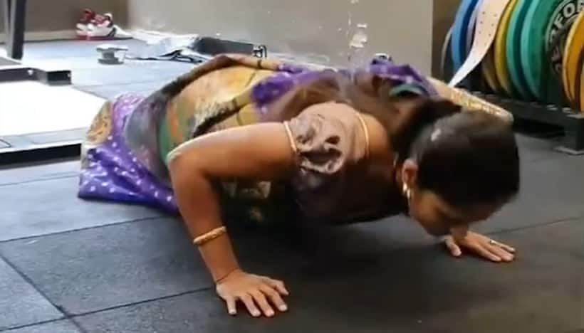 Pune woman inspires netizens with push ups and weight training in saree