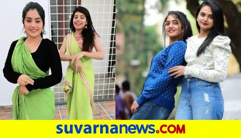 Actress Megha shetty Bhavya gowda Sisters duo Instagram reels goes viral vcs