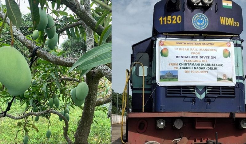 Karnataka First Kisan Rail carrying 250 Tonnes Mangoes from Kolar to Delhi ckm