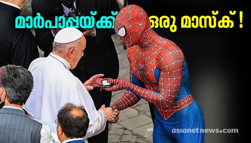 spider Man the Real life hero give a mask to Pope at Vatican