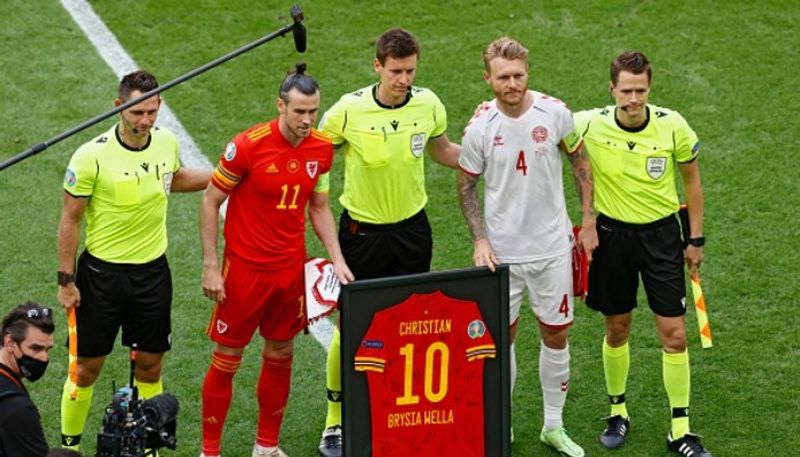 UEFA Euro 2020 Gareth Bale presented a jersey dedicated to Christian Eriksen