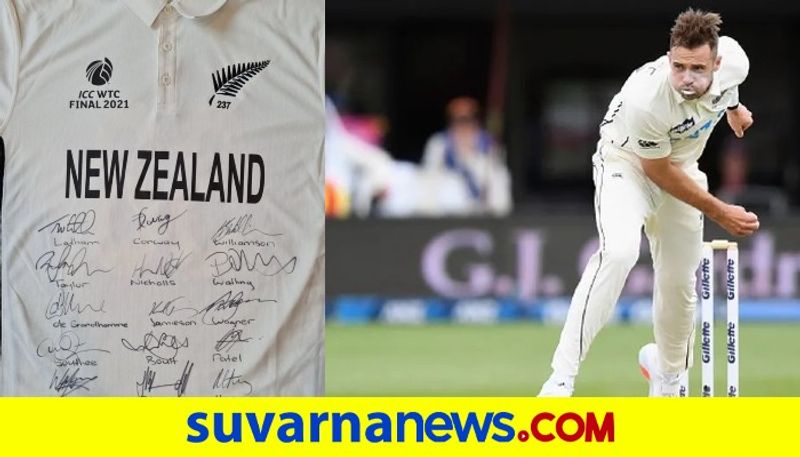 New Zealand Cricketer Tim Southee auctions signed his WTC Final jersey to help 8 year old in cancer fight kvn