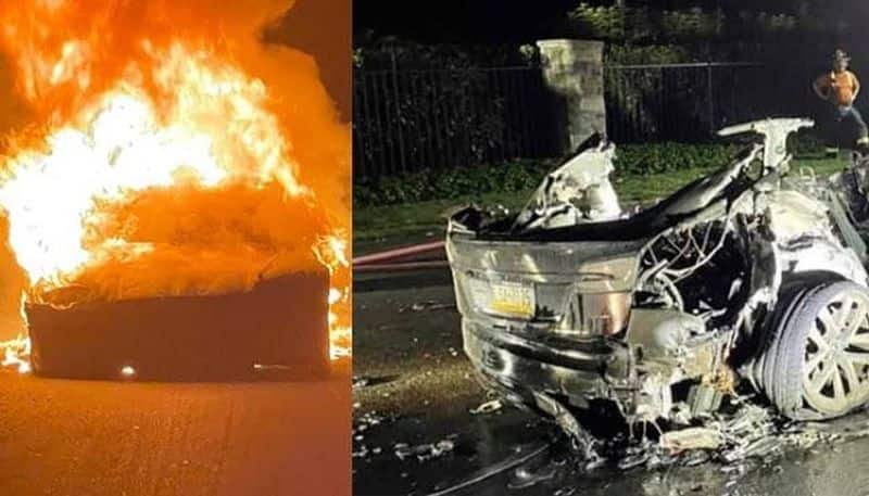 Tesla top-of-range electric car s plaid caught fire while owner was driving on road says lawyer