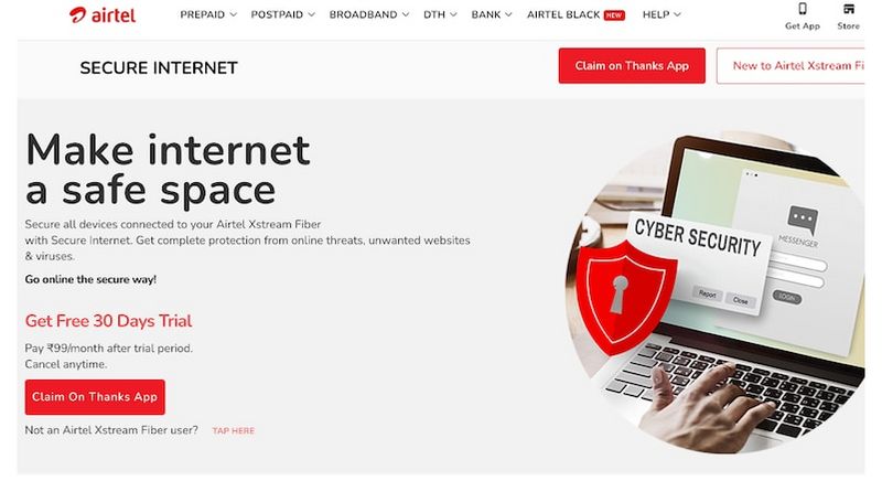 Airtel XStream Fibre launches Secure Internet service for Rs 99 check details