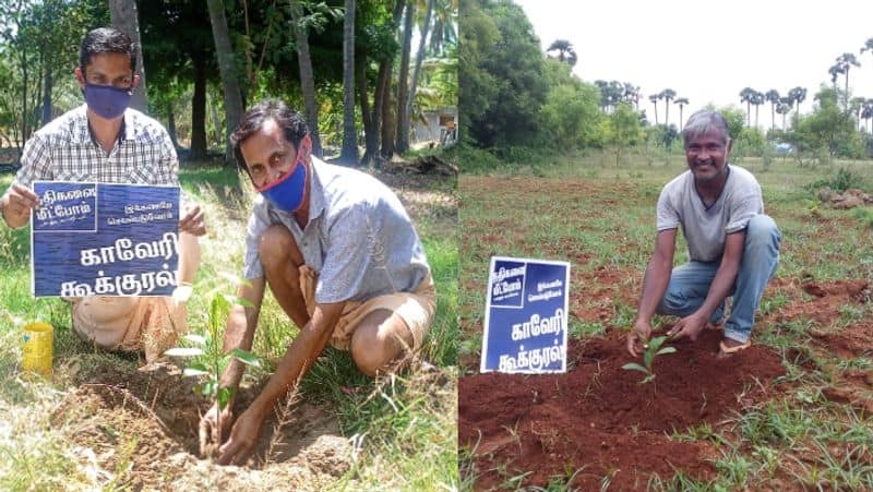 farmers planting tree on regards of cauvery calling movement