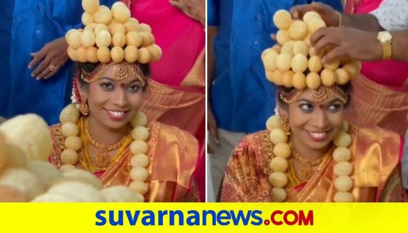 Bride Wears Crown and Garland Made Of Pani Puri To Show Her Love For The Snack dpl