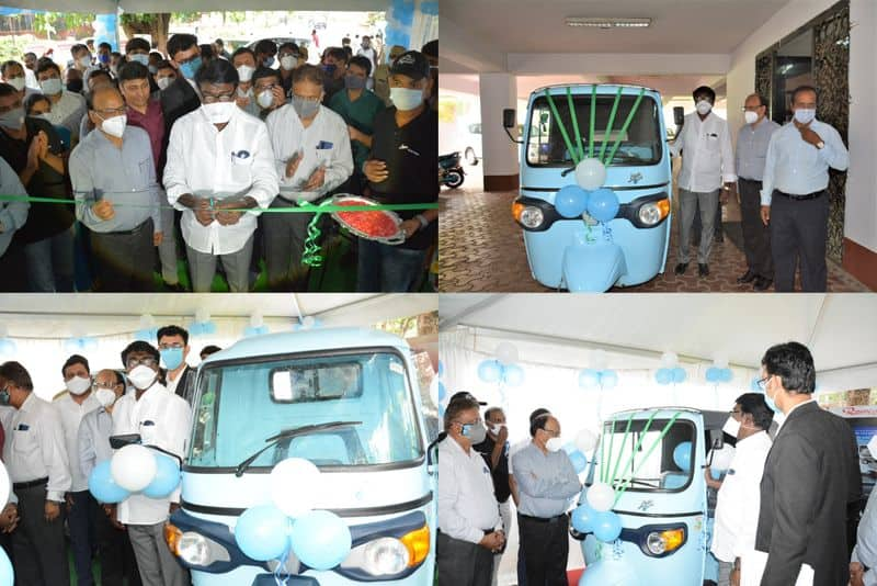 Transport Minister Puvada Ajay Kumar launches electric  3 wheeler passenger autos   at khairatabad