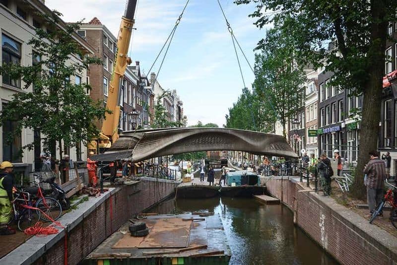 Worlds first 3D printed steel bridge opens in Amsterdam