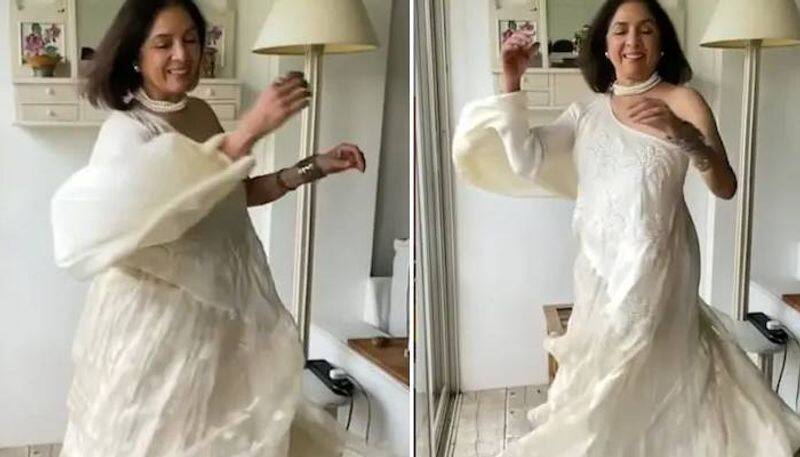 Neena Gupta twirls in white one-shoulder dress designed by daughter Masaba