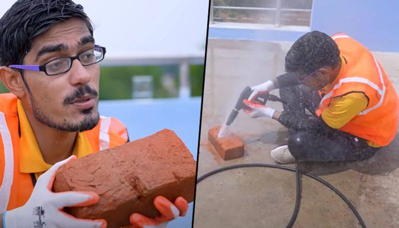 Man cutting brick with water will surprise you; Watch viral video - gps