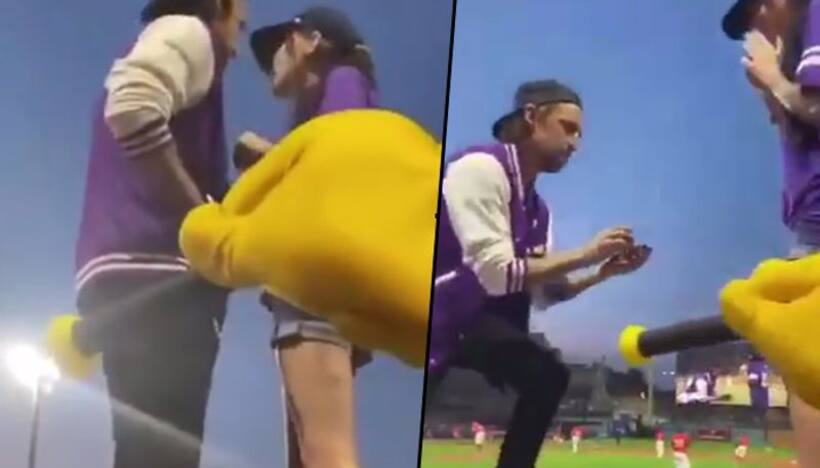 Man's marriage proposal in a packed baseball stadium goes wrong; Watch video