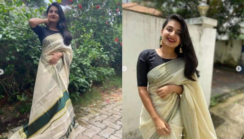 esther anil photos in kerala saree