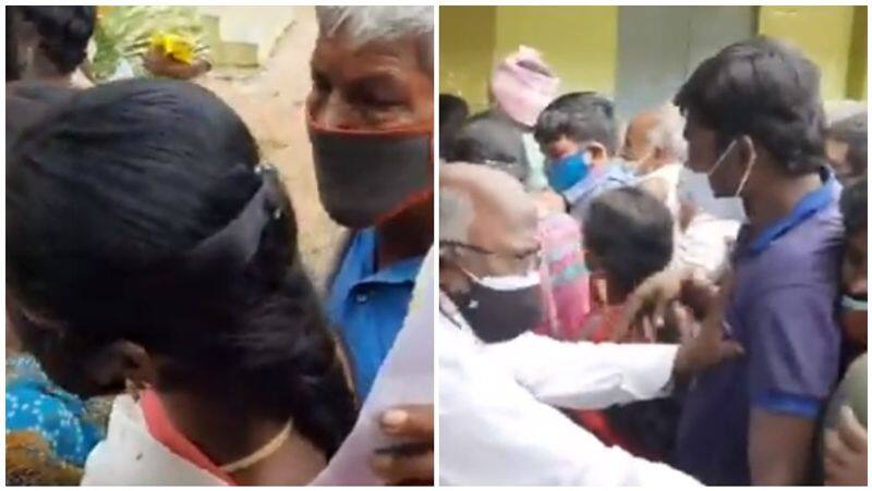 Shocking video covai Thippanur school in periyanaickenpalayam Public gathered for vaccination tokens without social distancing