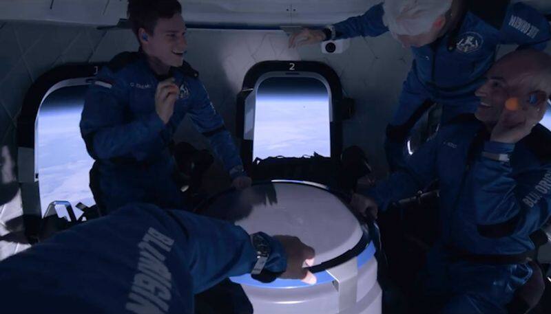 Jeff Bezos and crew tosses Skittle candy at each other on Blue origin space flight; Watch video-tgy