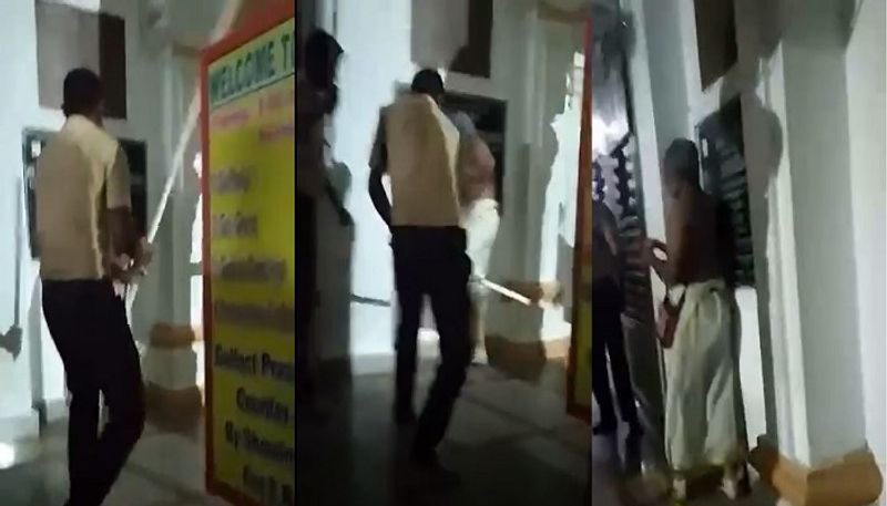 Security guards attack on devotee at Mantralayam temple - bsb