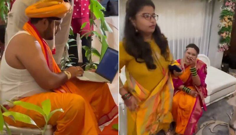 Groom uses laptop in mandap leaves internet in splits; Watch video-tgy