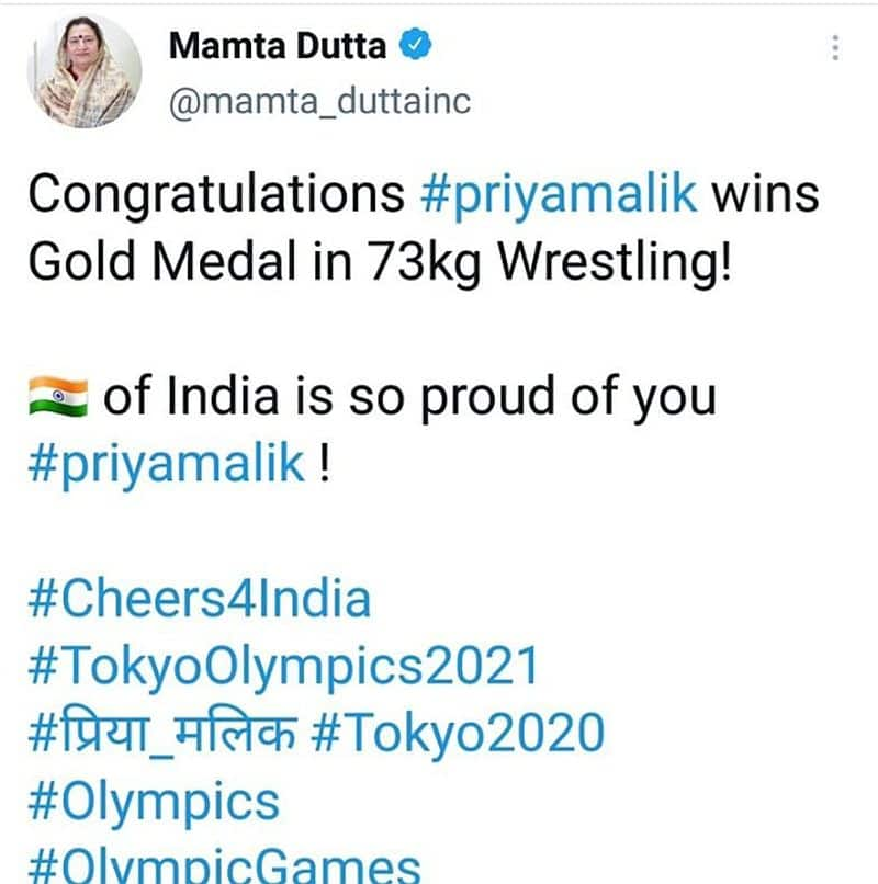 Oops Politicians celebrate Priya Malik's medal as Tokyo Olympics gold It was not